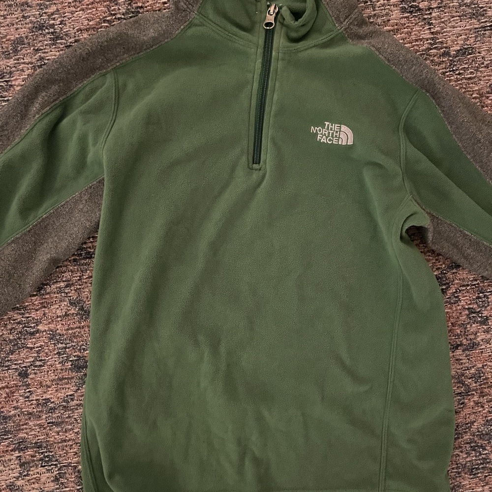 The North Face Kid’s Green and Gray half Zip-Up pullover